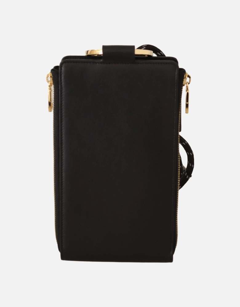 Phone Holder Wallet Black Leather Women