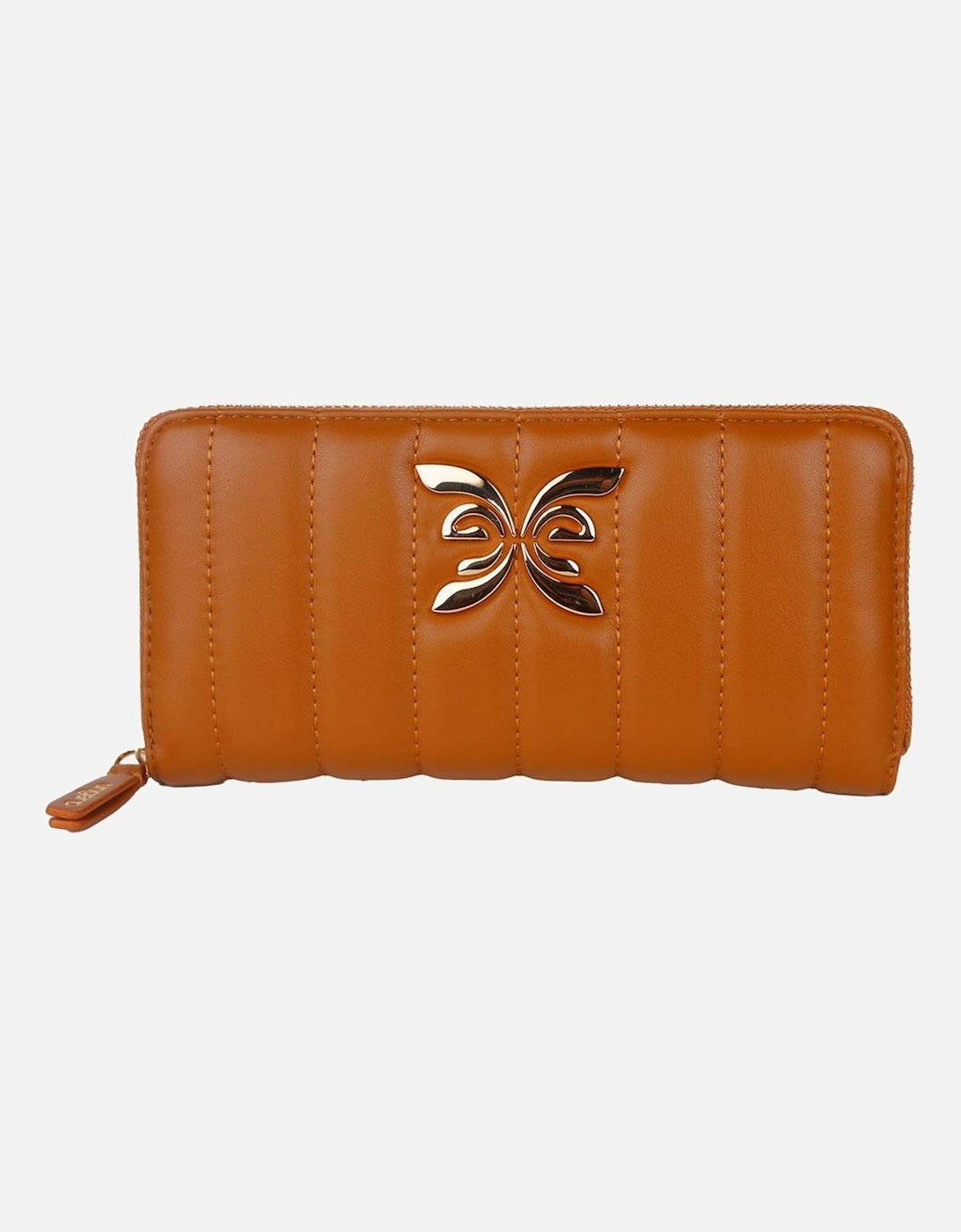 Quilted Faux Leather Wallet with Metal Logo Women - Brown, 3 of 2