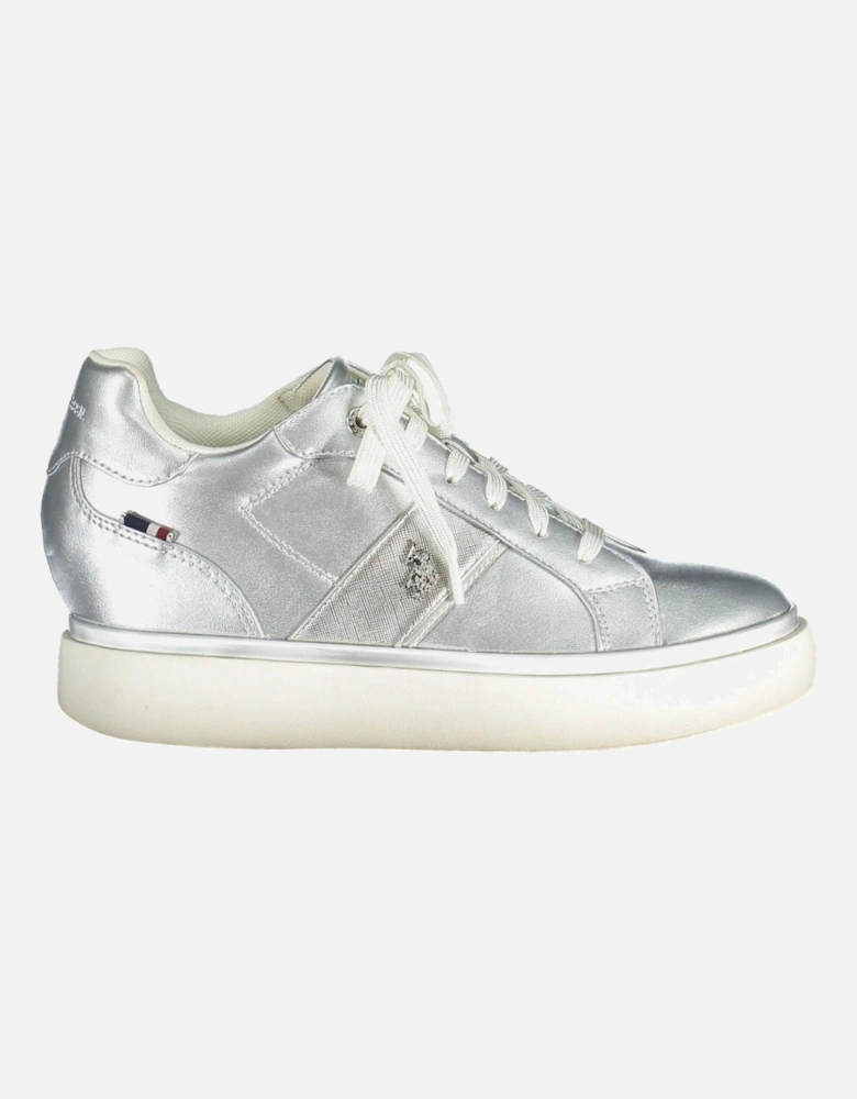 Silver Lace-Up Sports Sneakers with Contrasting Details Women