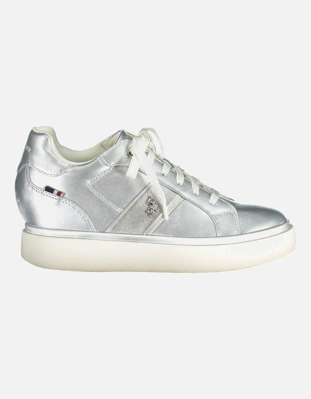 Silver Lace-Up Sports Sneakers with Contrasting Details Women, 4 of 3