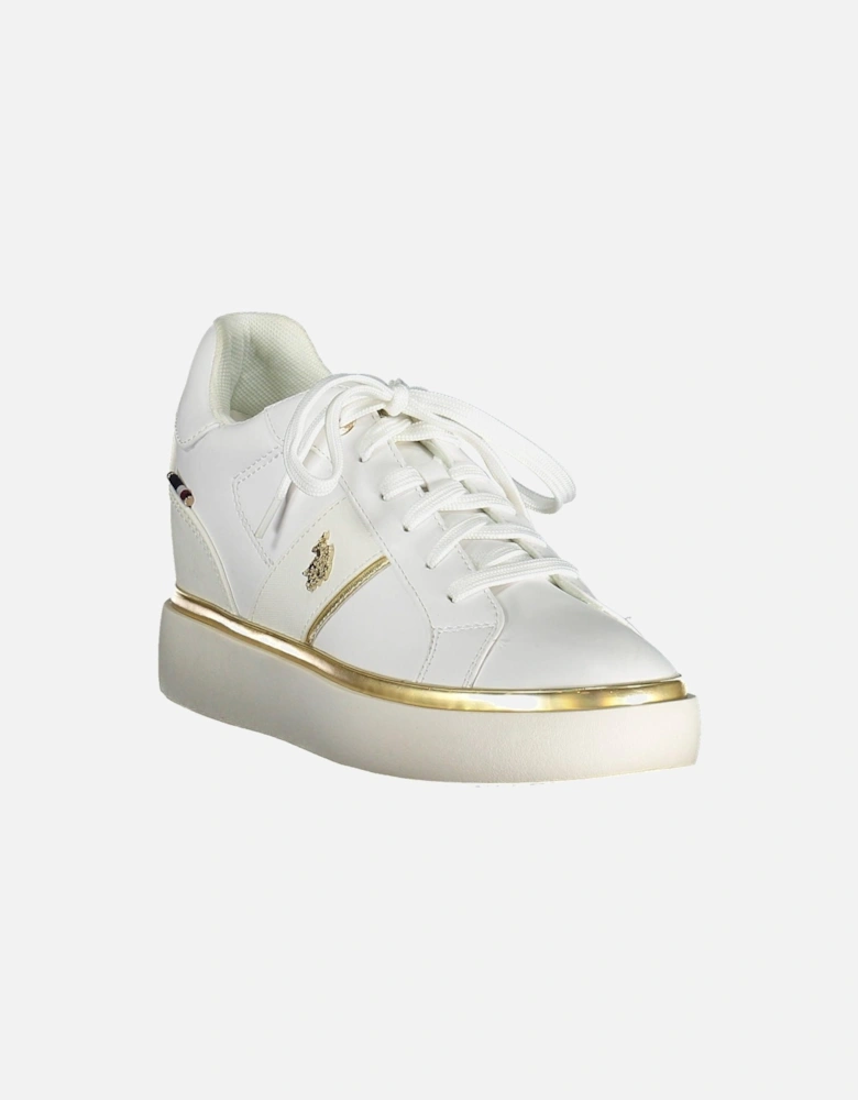 Sleek White Sporty Sneakers with Logo Detail Women