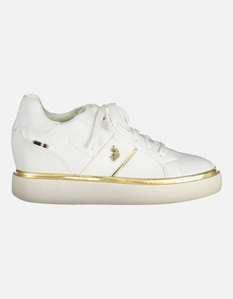 Sleek White Sporty Sneakers with Logo Detail Women