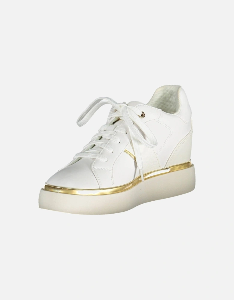 Sleek White Sporty Sneakers with Logo Detail Women