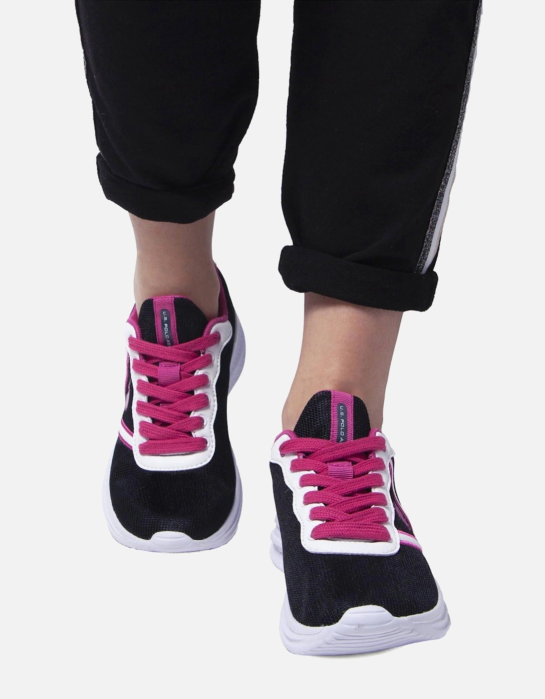 Laced Sports Shoe with Contrasting Details and Logo Women - Black