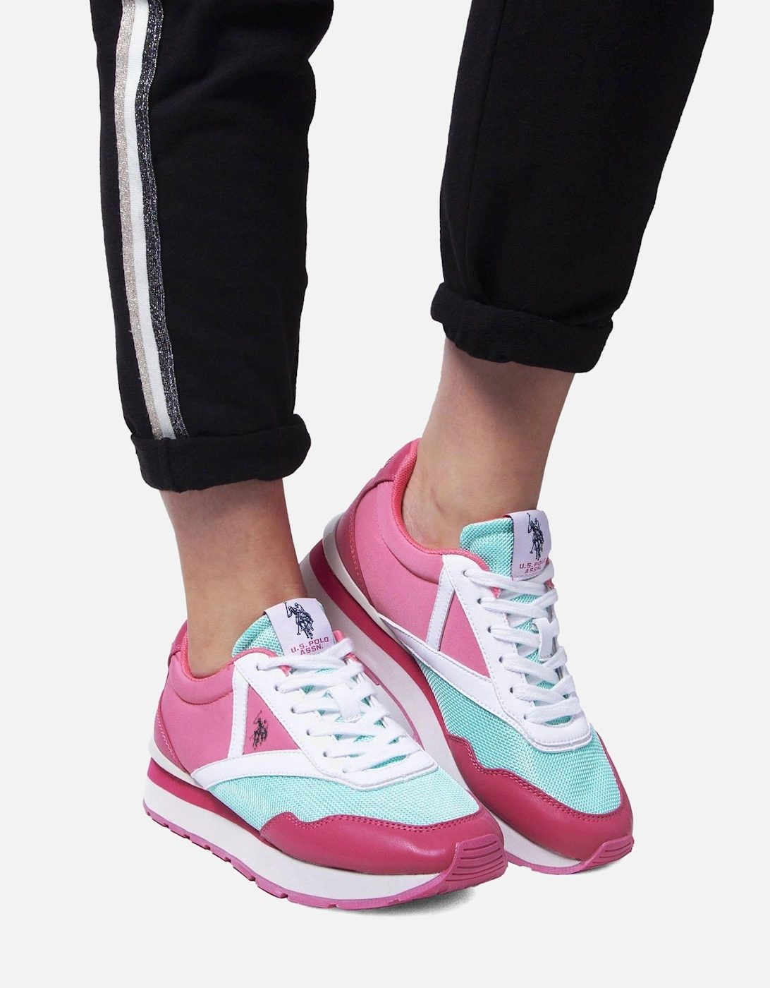 Lace-up Sports Shoe with Contrasting Details and Logo Women - Pink