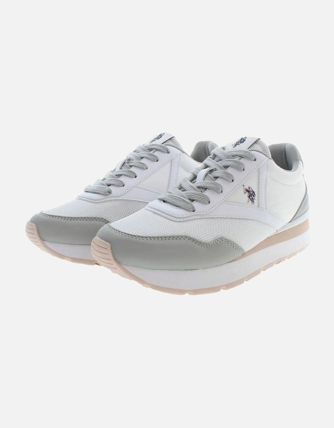 Contrasting Logo Lace-Up Sports Shoe Women - White Sneakers