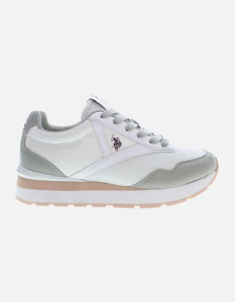 Contrasting Logo Lace-Up Sports Shoe Women - White Sneakers