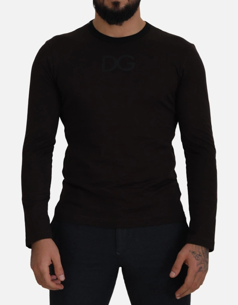 Crew Neck Long Sleeve Shirt DG Logo Women - Black T-Shirts