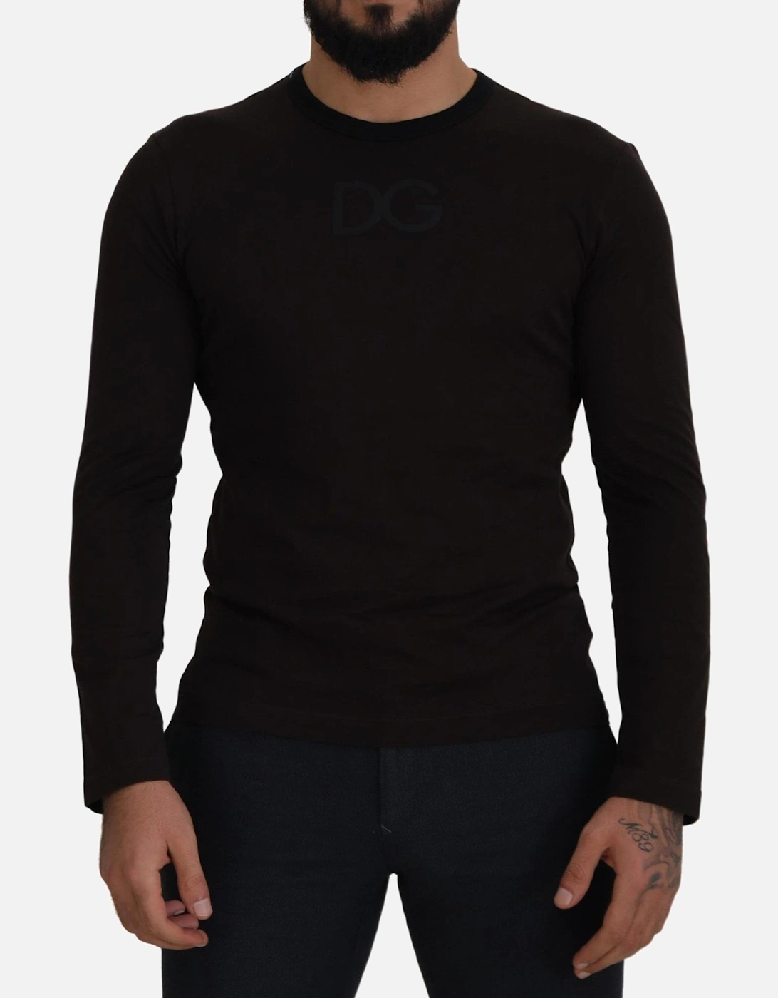 Crew Neck Long Sleeve Shirt DG Logo Women - Black T-Shirts, 7 of 6