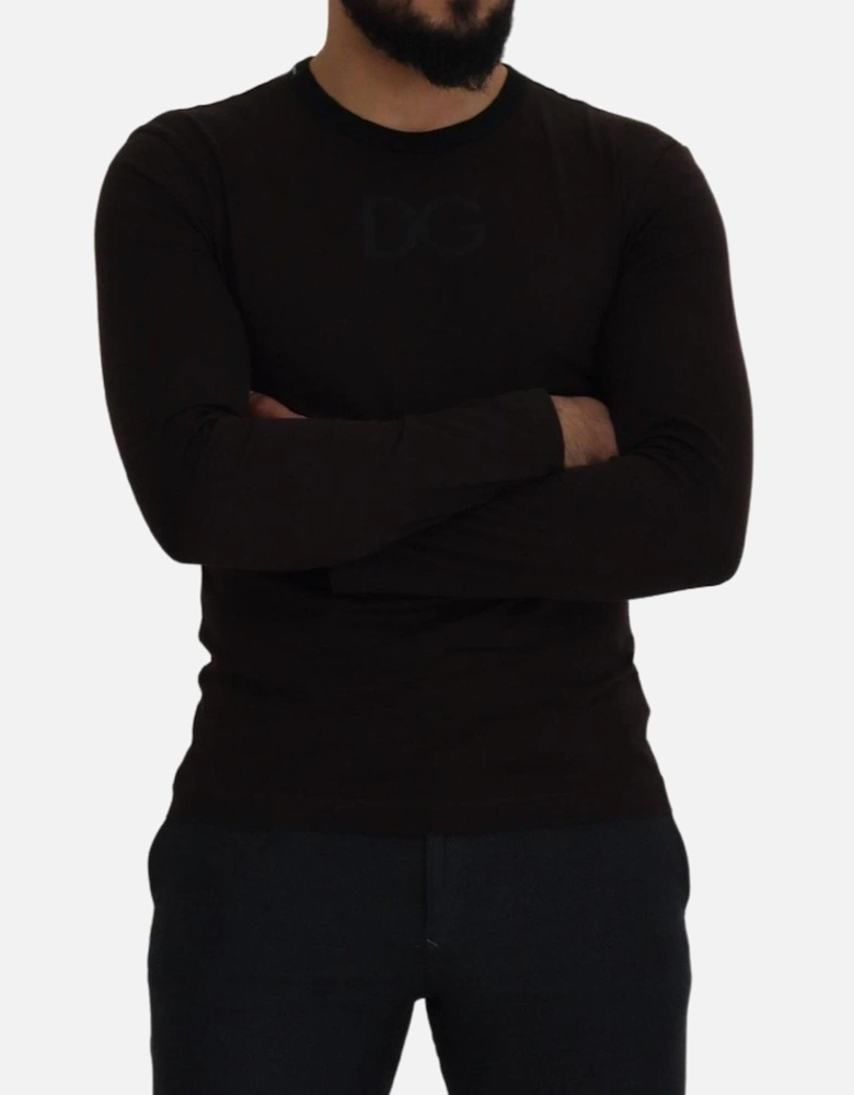 Crew Neck Long Sleeve Shirt DG Logo Women - Black T-Shirts
