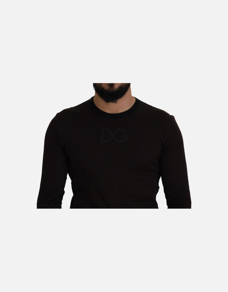 Crew Neck Long Sleeve Shirt DG Logo Women - Black T-Shirts