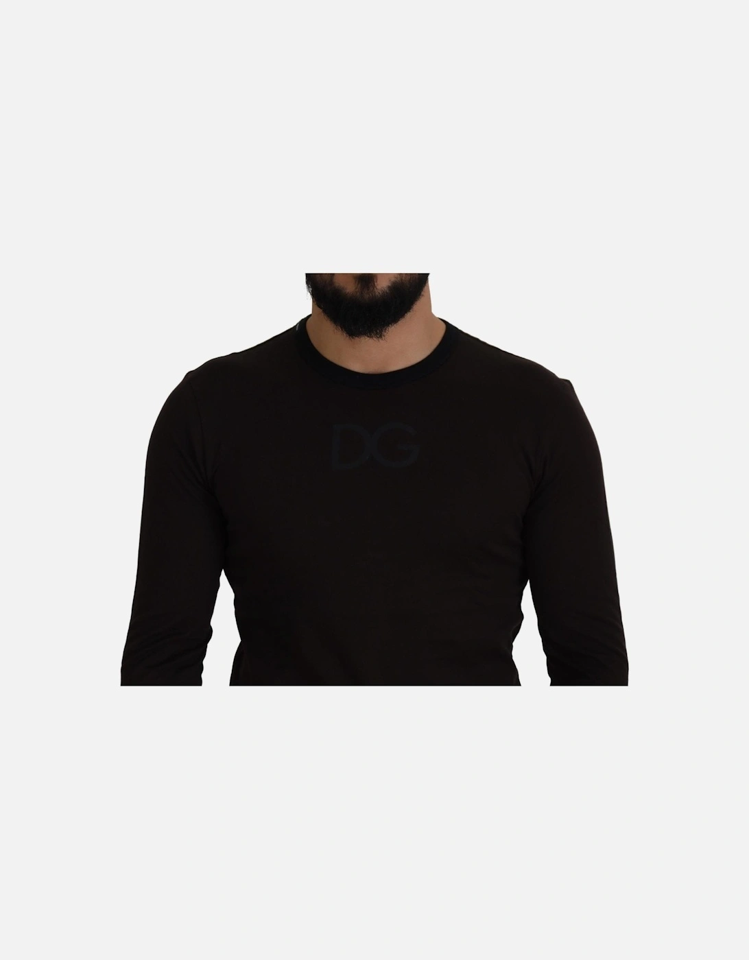 Crew Neck Long Sleeve Shirt DG Logo Women - Black T-Shirts