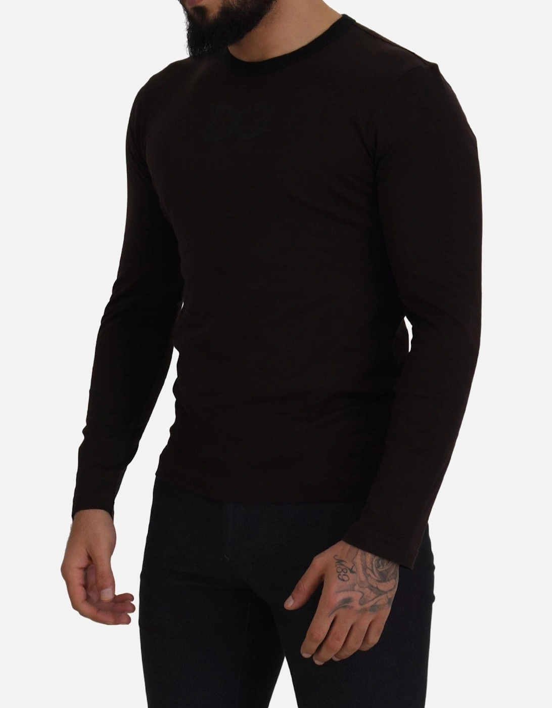 Crew Neck Long Sleeve Shirt DG Logo Women - Black T-Shirts