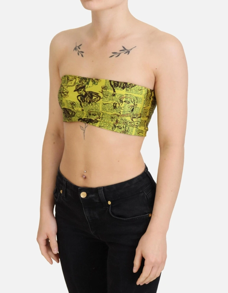 Tube Top Graphic Print Strapless Women - Yellow T-Shirts