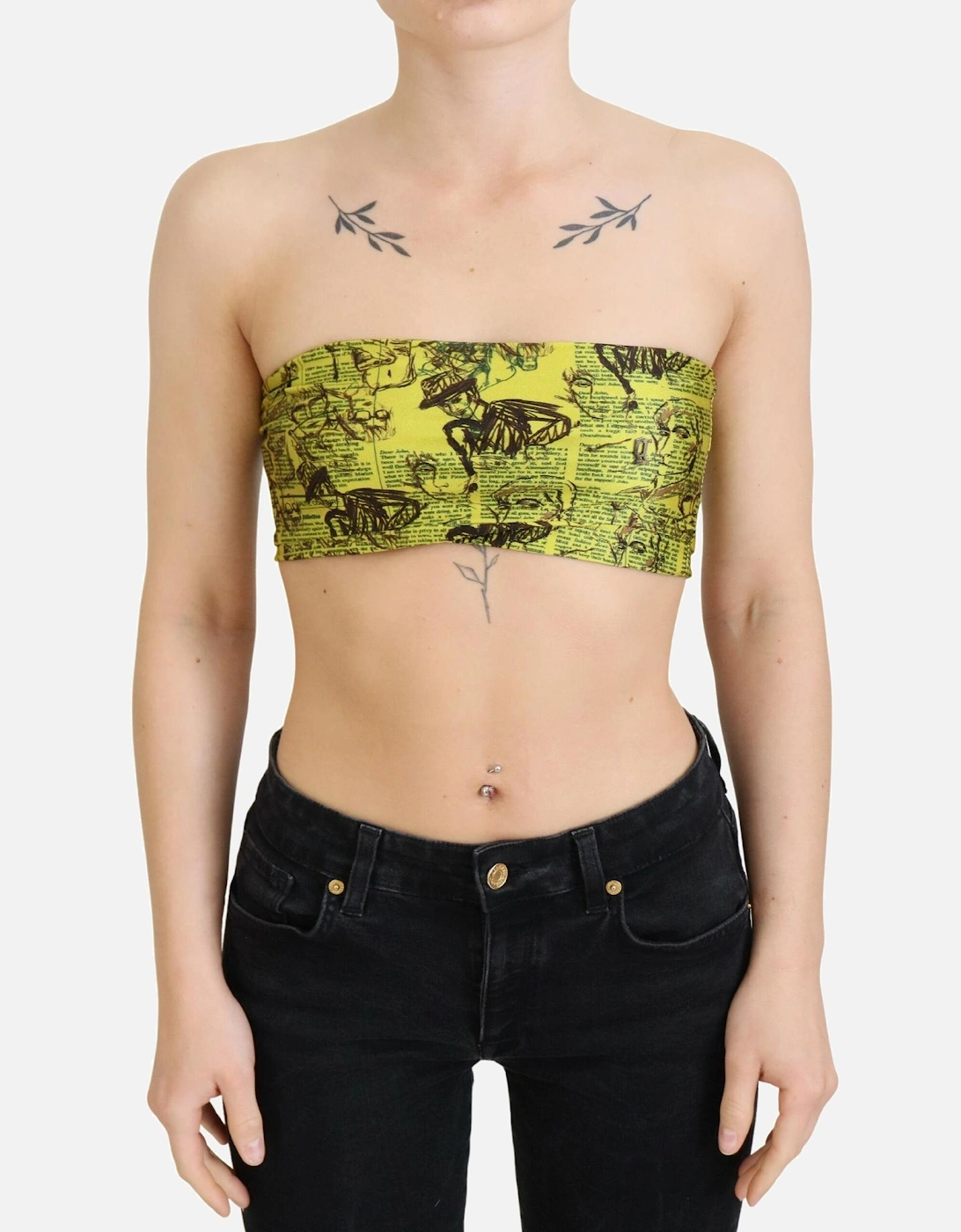 Tube Top Graphic Print Strapless Women - Yellow T-Shirts, 6 of 5