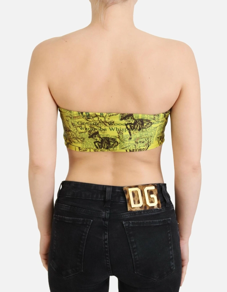 Tube Top Graphic Print Strapless Women - Yellow T-Shirts