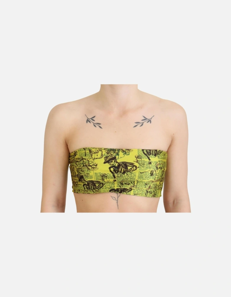 Tube Top Graphic Print Strapless Women - Yellow T-Shirts