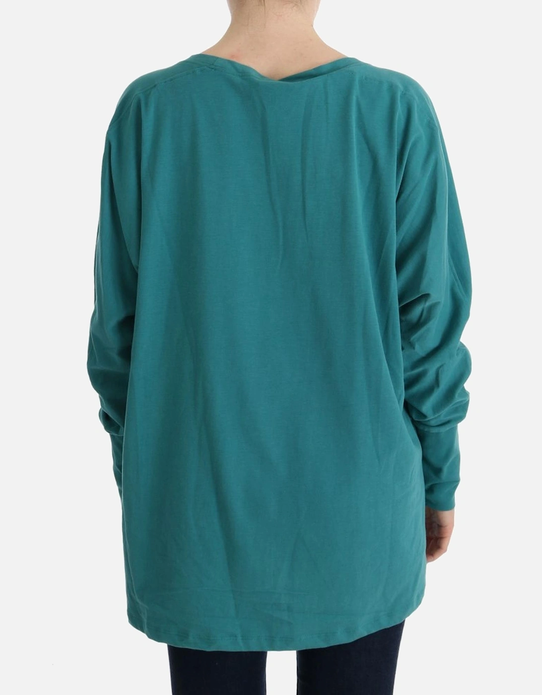 Long Sleeve Casual Tee Graffiti Print Women - Green Sweaters
