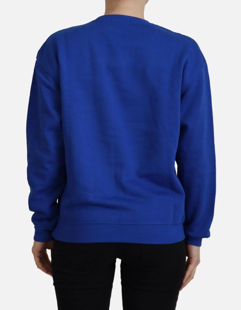 Blue Crew Neck Sweatshirt Relaxed Fit Women Sweaters