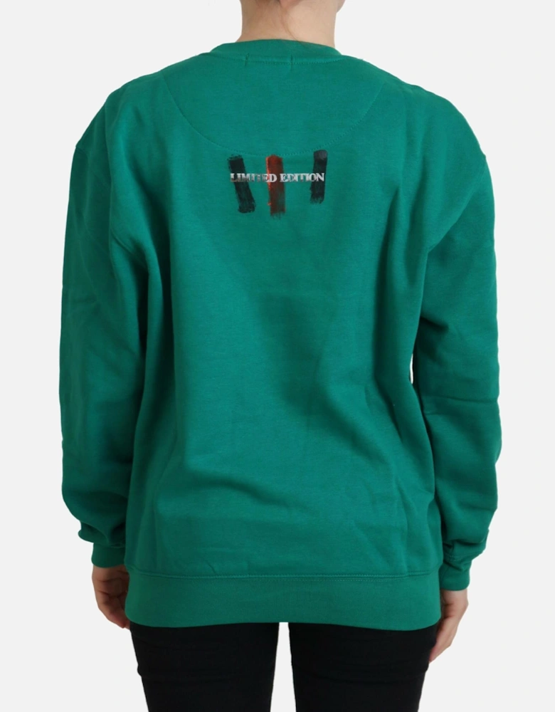 Crew Neck Sweatshirt Shield Logo Women - Green Sweaters
