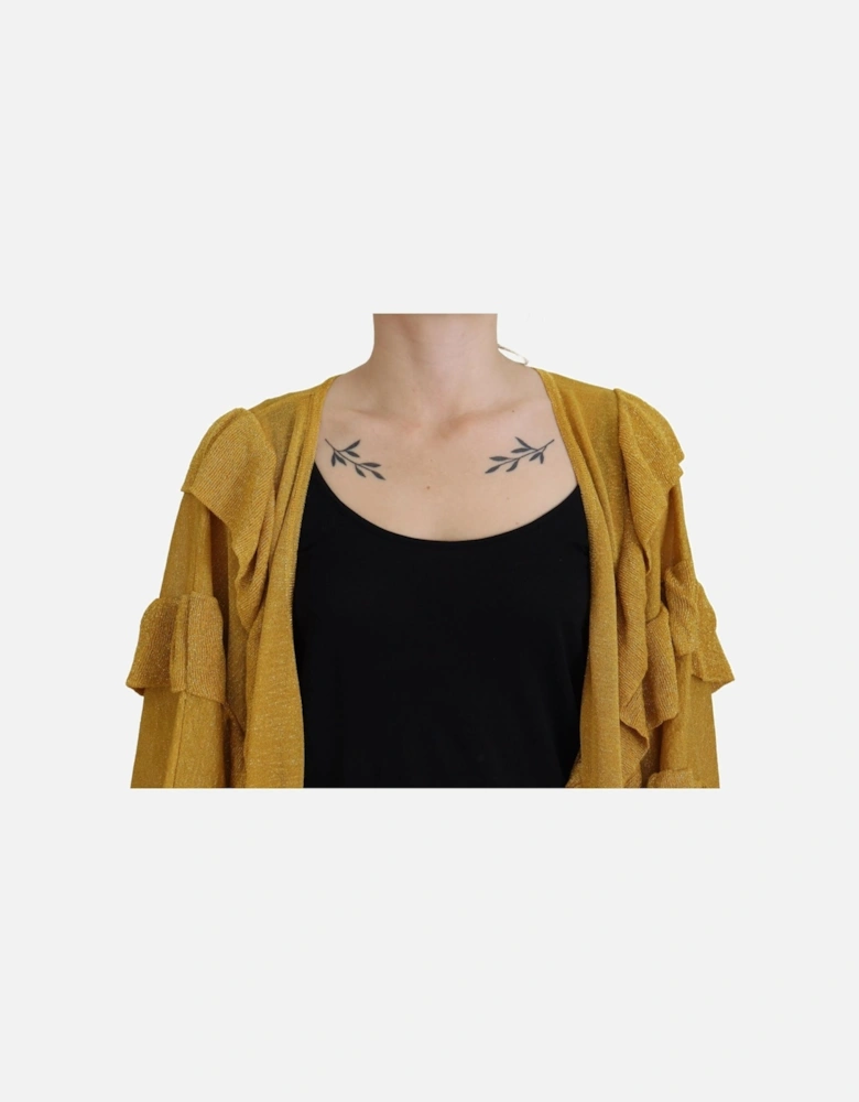 Mustard Yellow Ruffled Cardigan TSH84017 Women - Gold Sweaters
