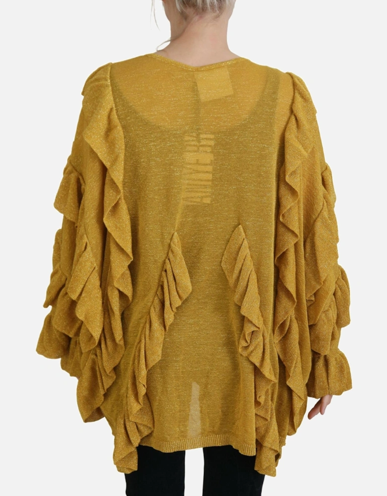 Mustard Yellow Ruffled Cardigan TSH84017 Women - Gold Sweaters