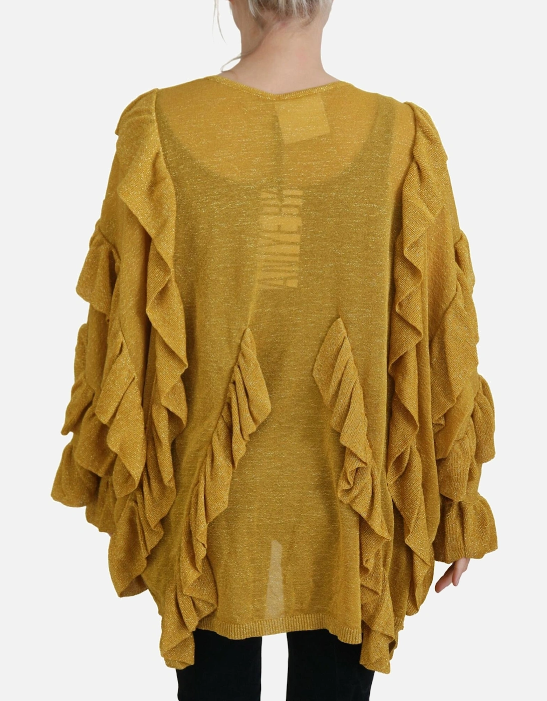 Mustard Yellow Ruffled Cardigan TSH84017 Women - Gold Sweaters