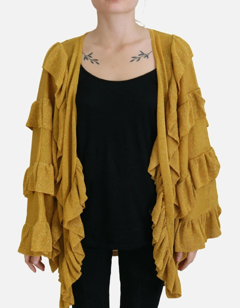 Mustard Yellow Ruffled Cardigan TSH84017 Women - Gold Sweaters