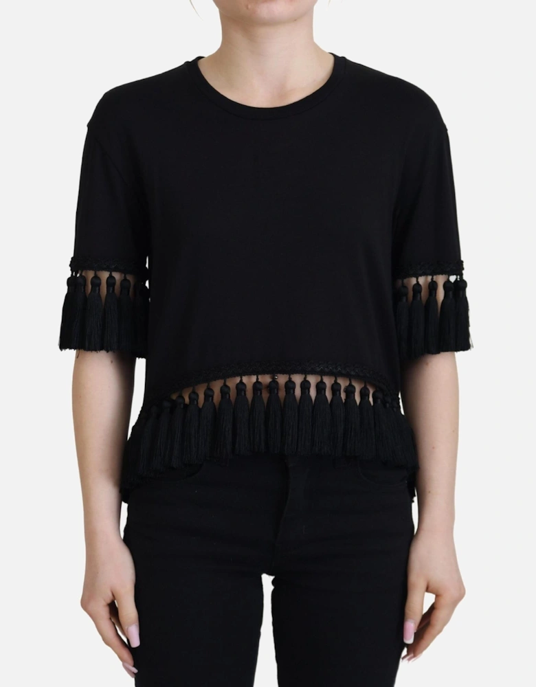 Dolce Gabbana Tasseltrimmed top Women - Black T-Shirts