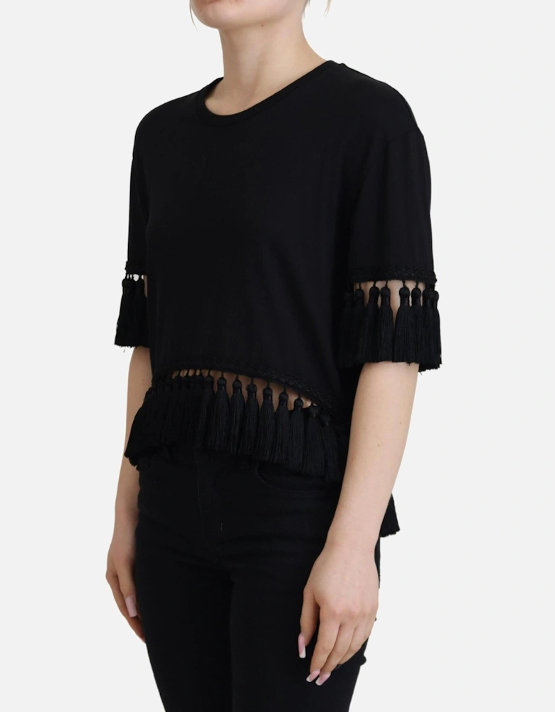 Dolce Gabbana Tasseltrimmed top Women - Black T-Shirts