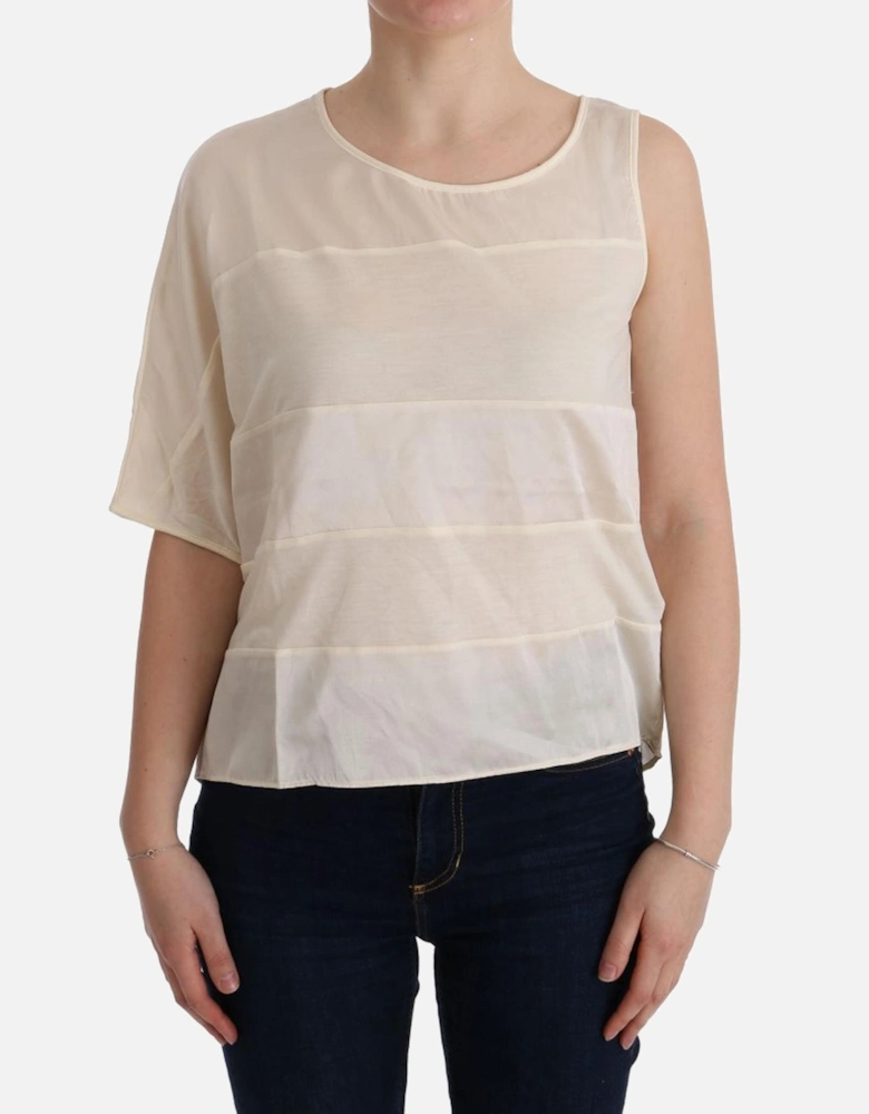 OneShoulder Short Sleeve Blouse Women - Beige T-Shirts