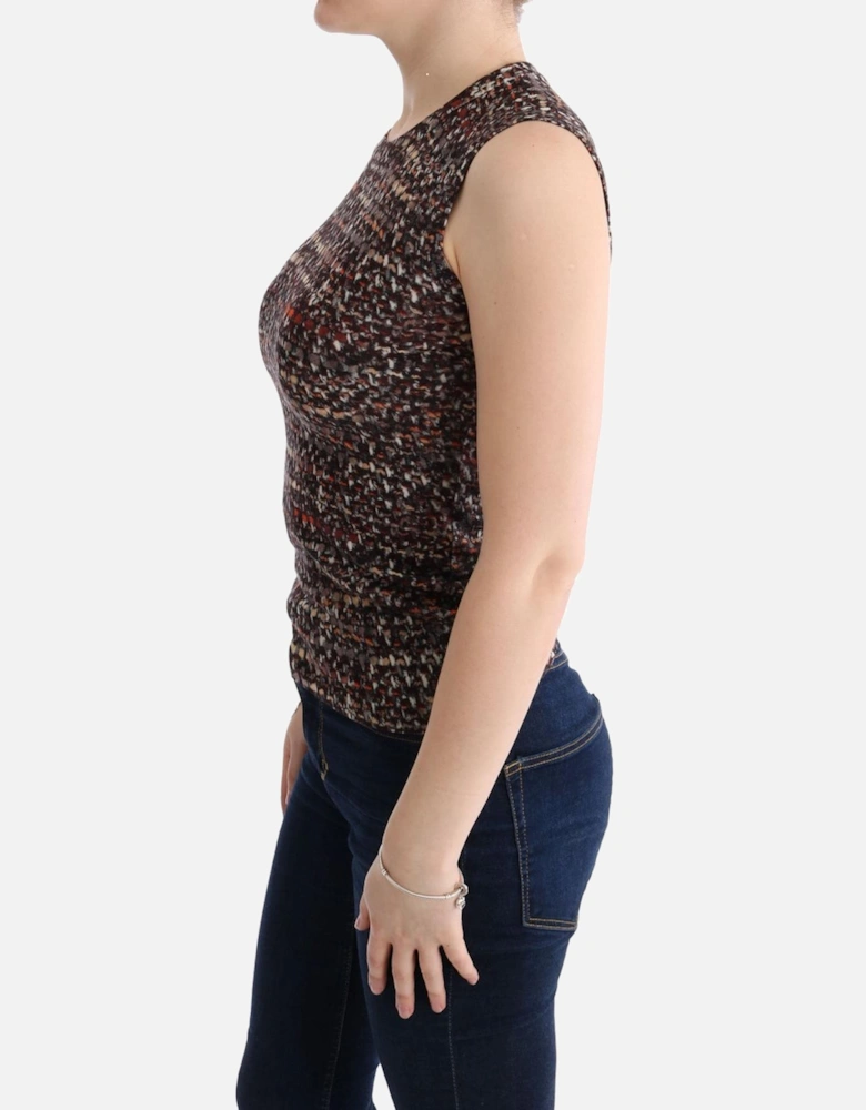 Multicolor Sleeveless Knit Wool Top Women T-Shirts