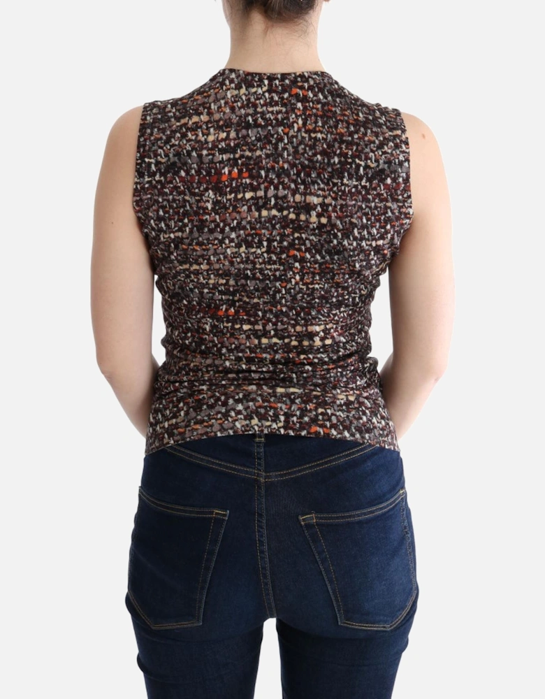 Multicolor Sleeveless Knit Wool Top Women T-Shirts