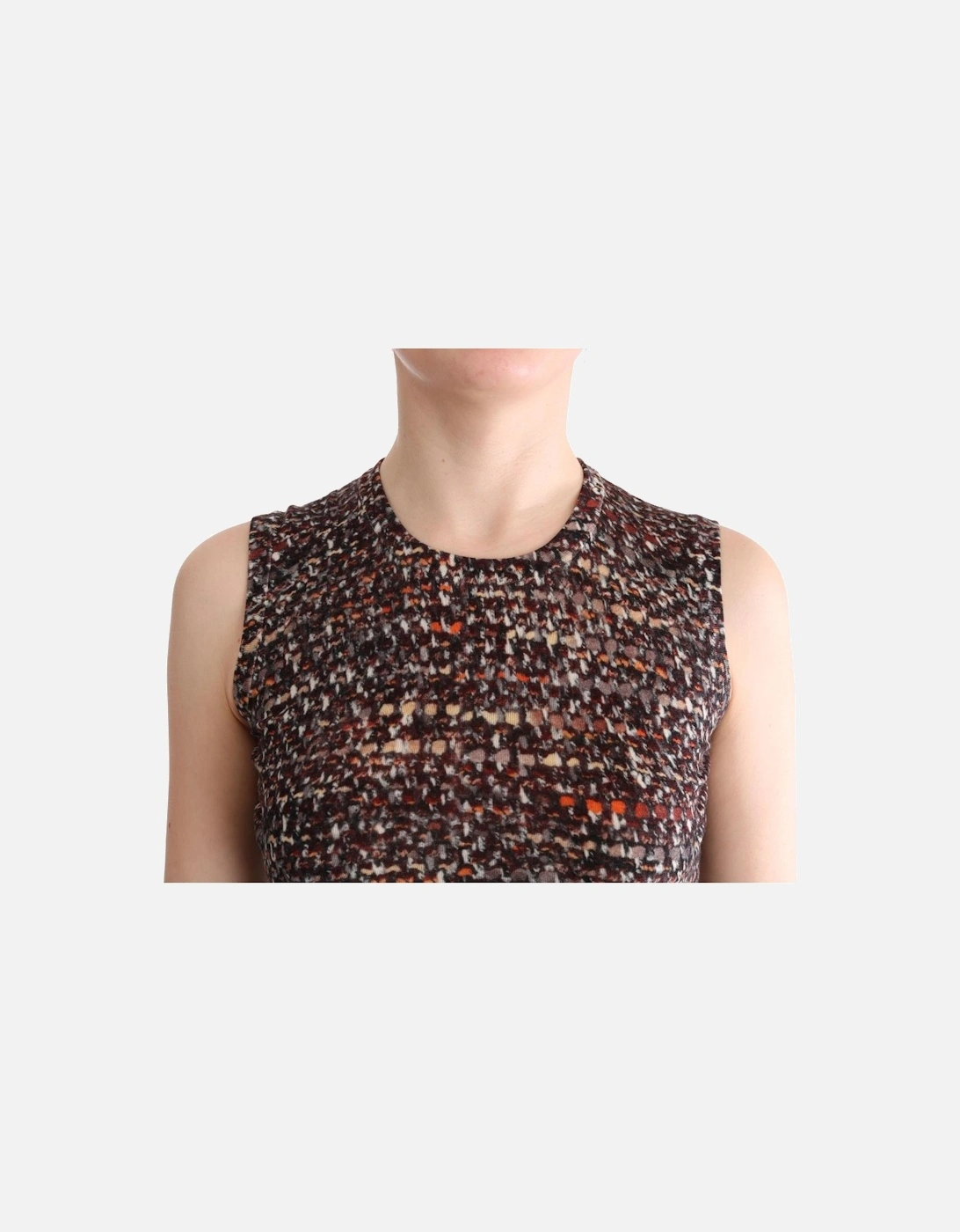 Multicolor Sleeveless Knit Wool Top Women T-Shirts
