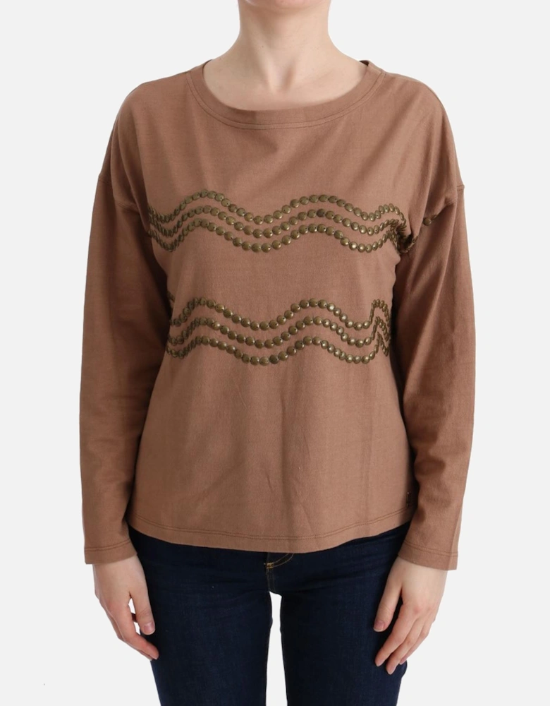 Brown Knit Pullover Sweater Women