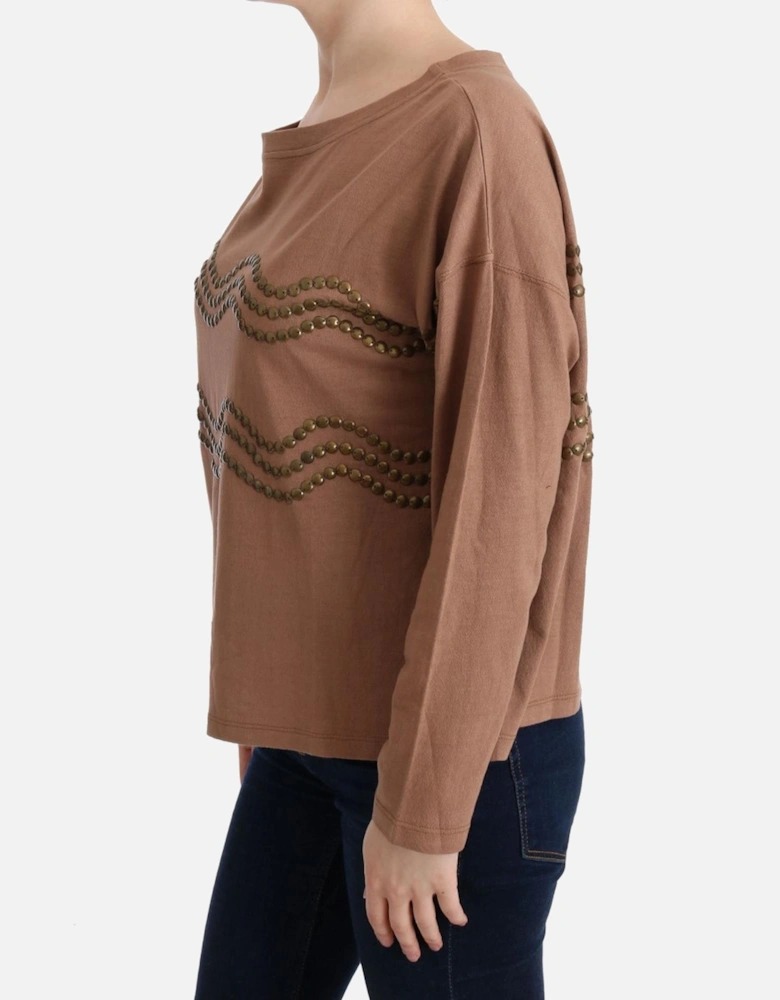Brown Knit Pullover Sweater Women