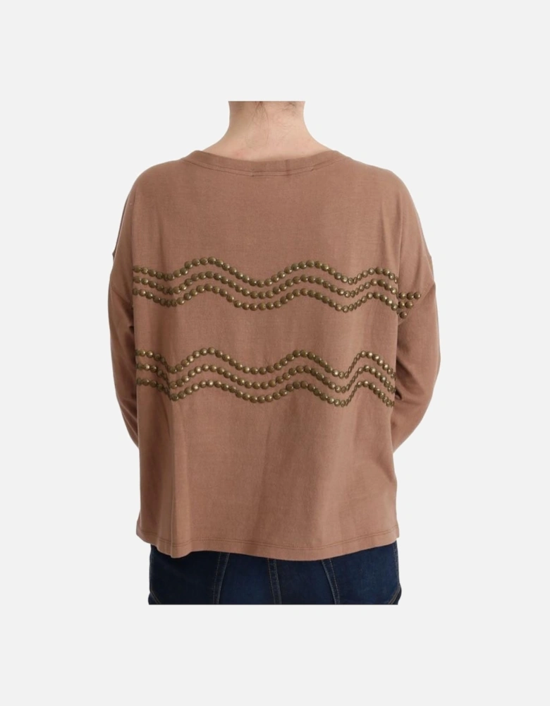 Brown Knit Pullover Sweater Women