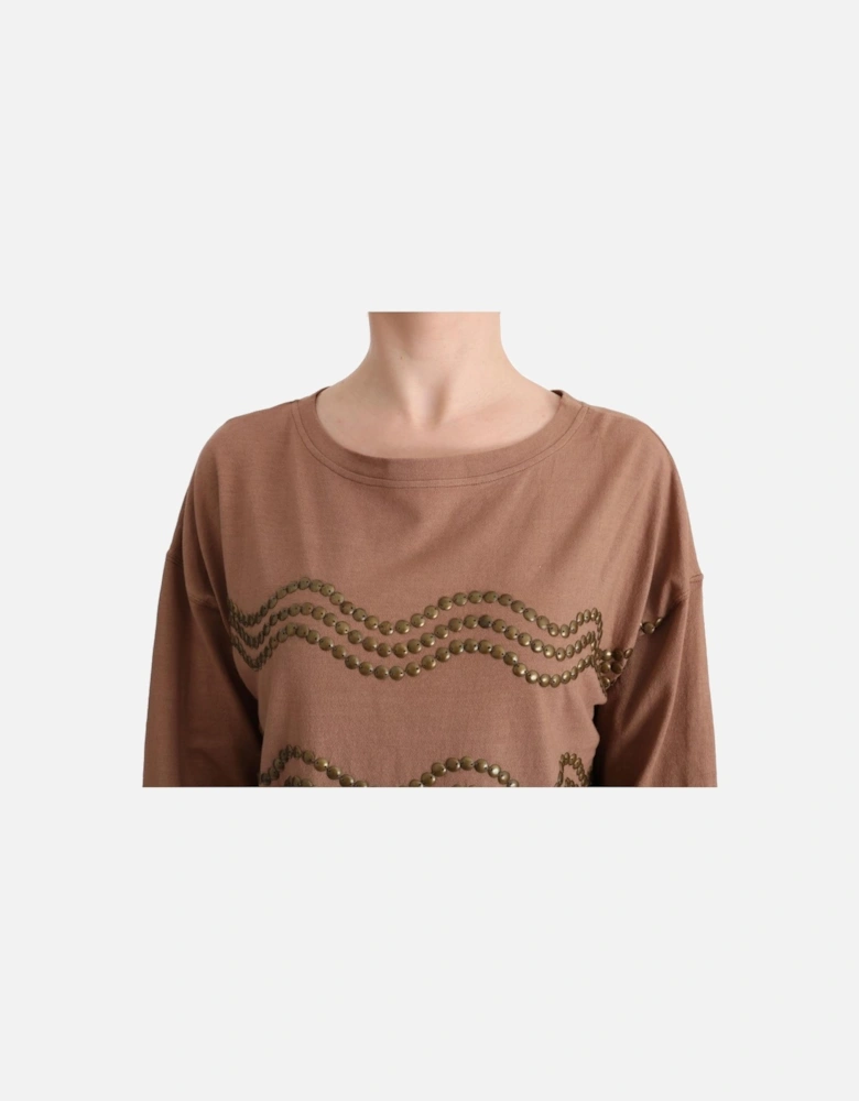 Brown Knit Pullover Sweater Women