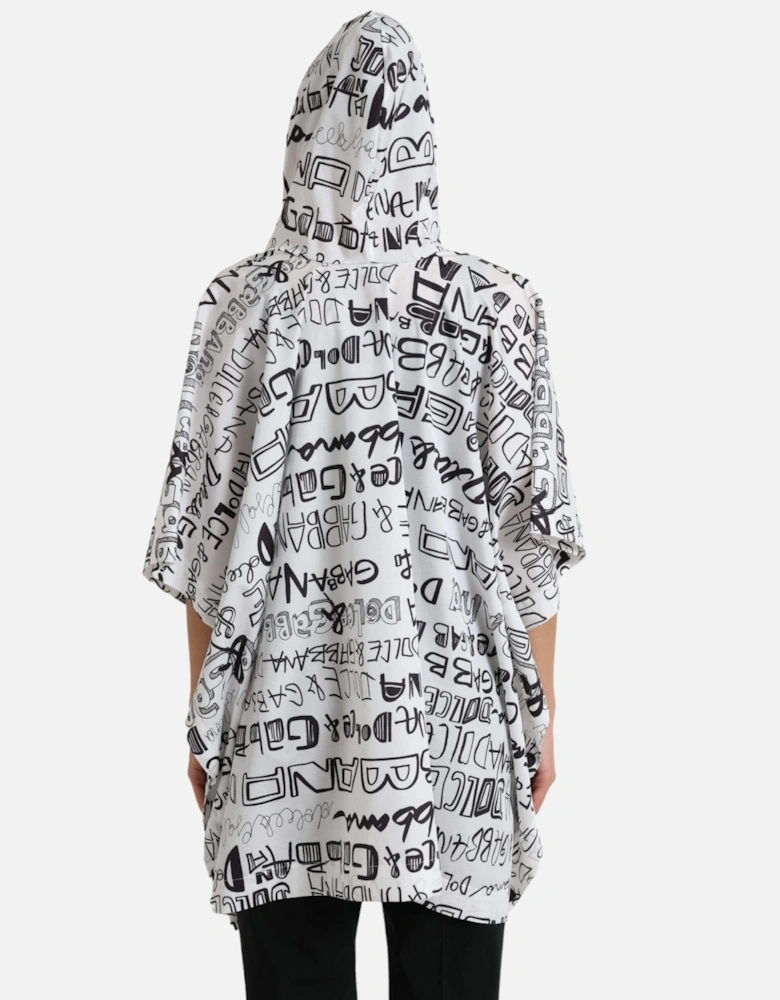 Logo Print Hooded Blouson T-Shirt Women - Black And White