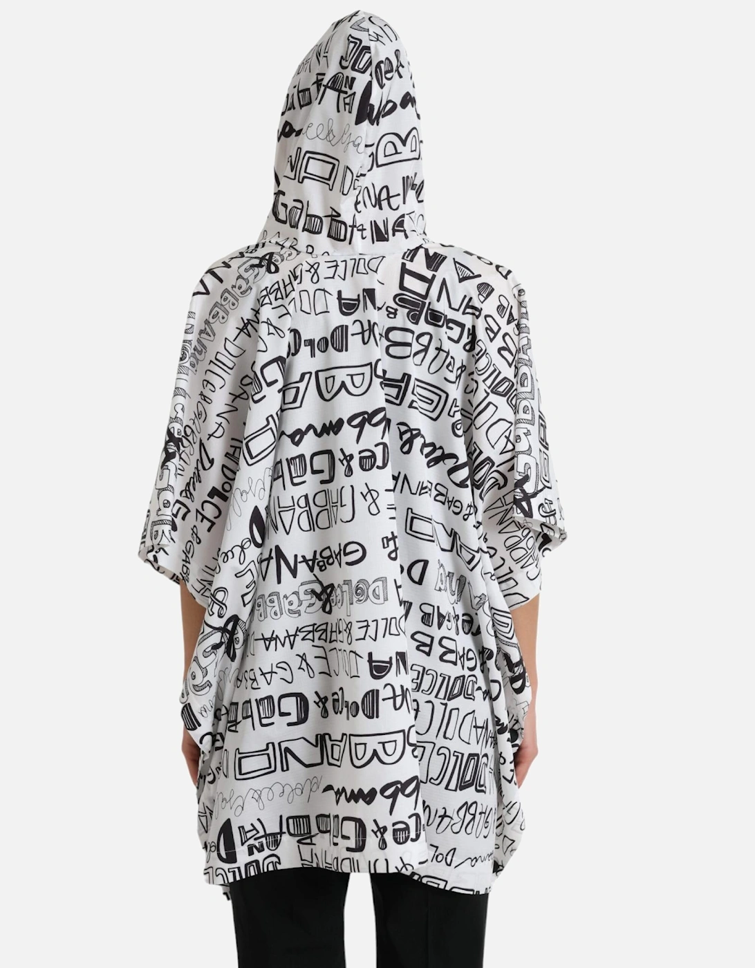 Logo Print Hooded Blouson T-Shirt Women - Black And White