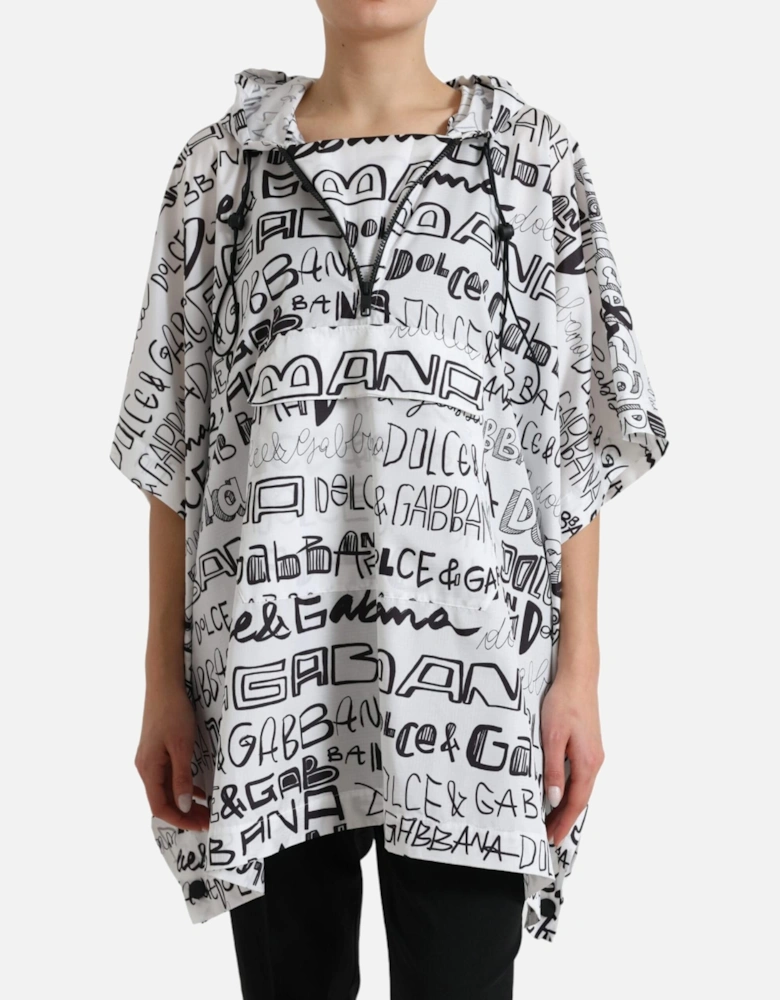 Logo Print Hooded Blouson T-Shirt Women - Black And White