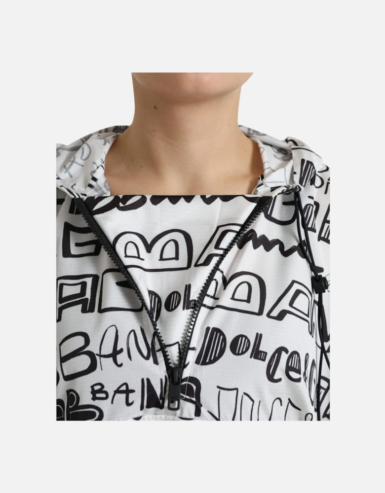 Logo Print Hooded Blouson T-Shirt Women - Black And White
