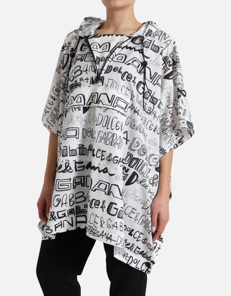 Logo Print Hooded Blouson T-Shirt Women - Black And White