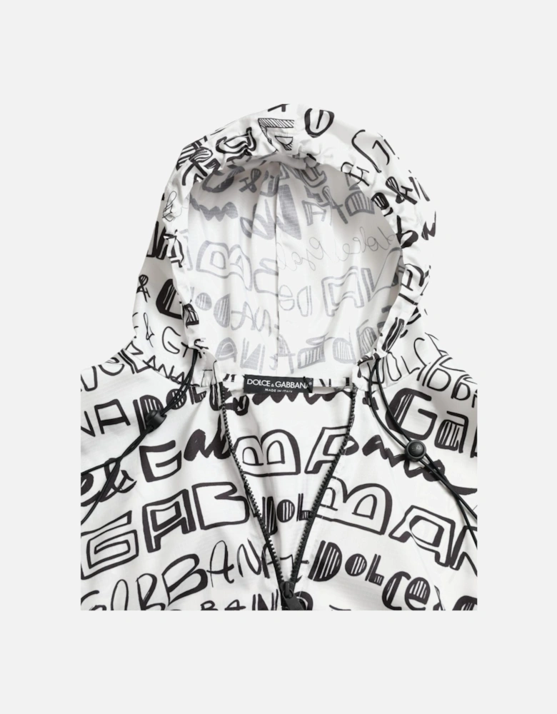 Logo Print Hooded Blouson T-Shirt Women - Black And White