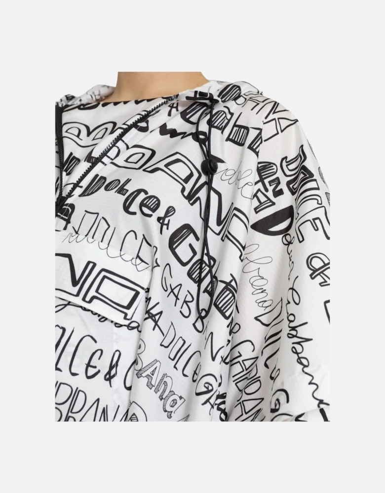 Logo Print Hooded Blouson T-Shirt Women - Black And White
