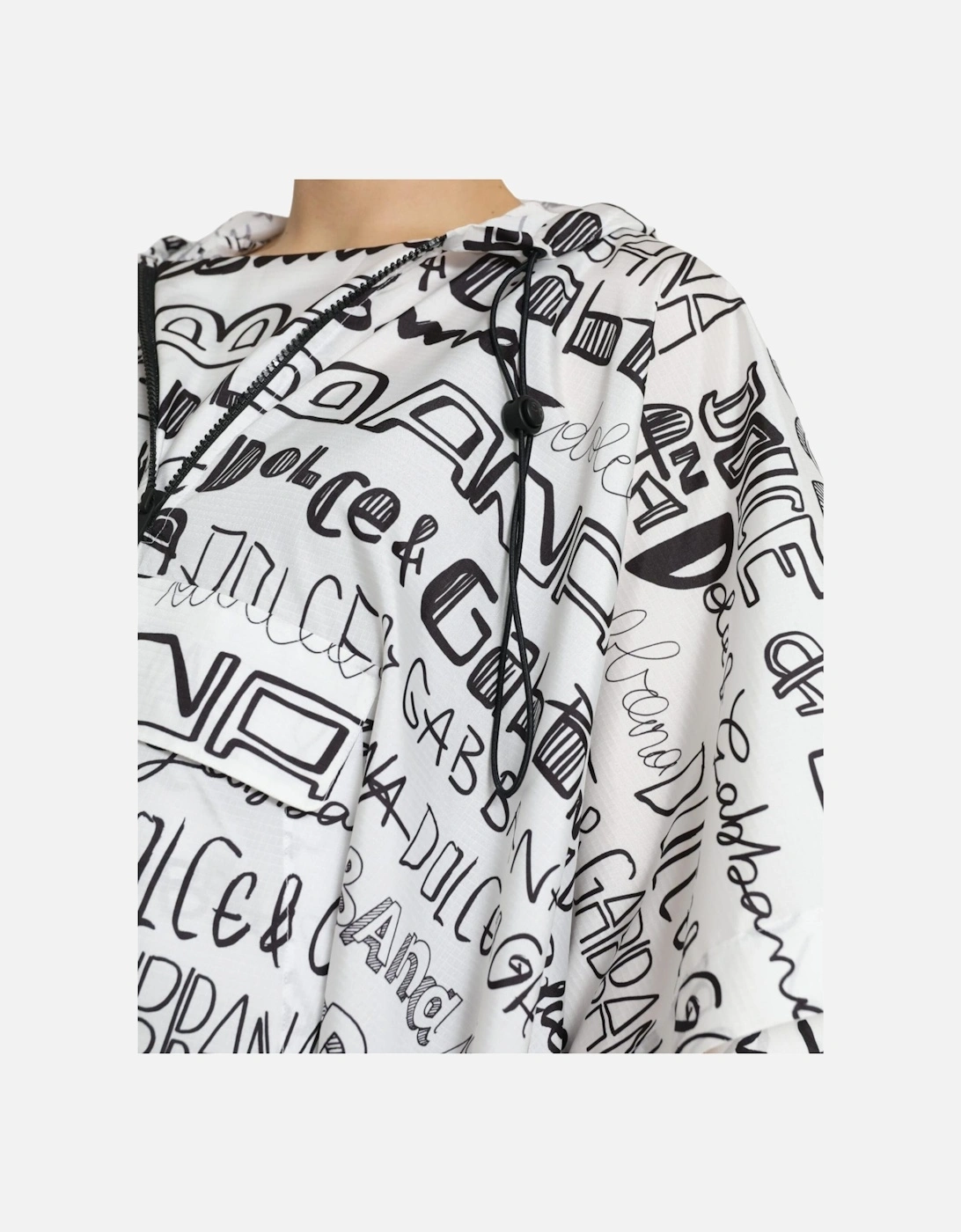 Logo Print Hooded Blouson T-Shirt Women - Black And White