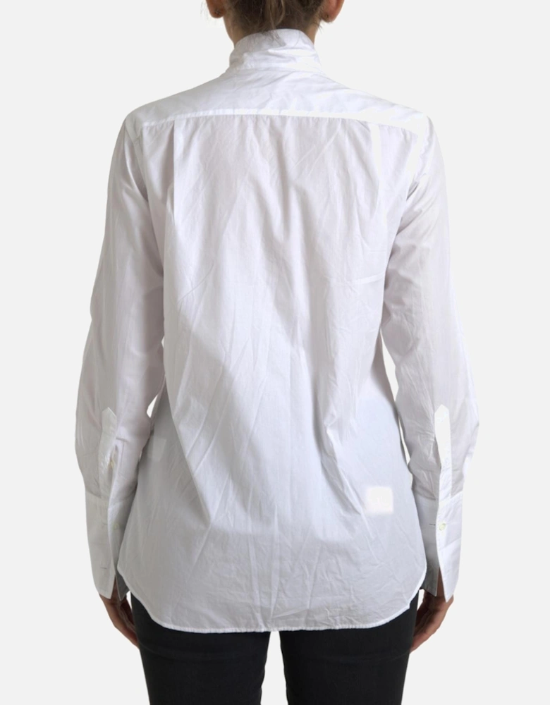 Tie Neck Shirt Long Sleeve Women - White