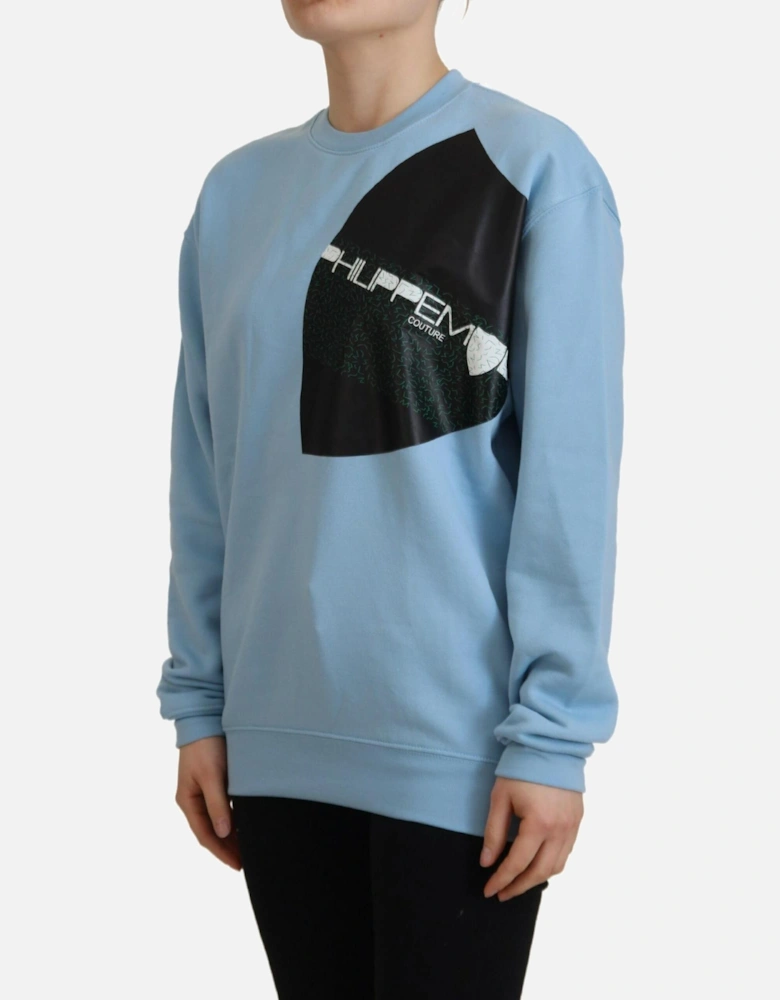 Crew Neck Sweatshirt Graphic Print Women - Light Blue Sweaters