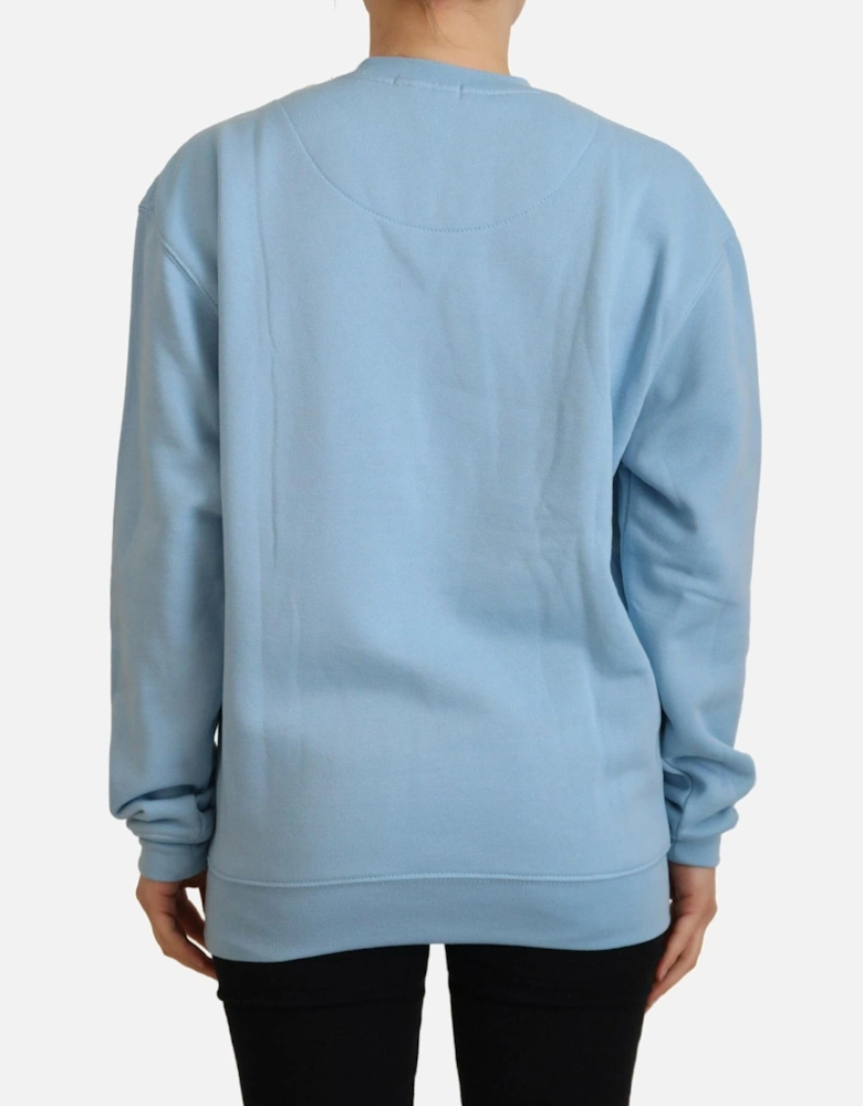 Crew Neck Sweatshirt Graphic Print Women - Light Blue Sweaters