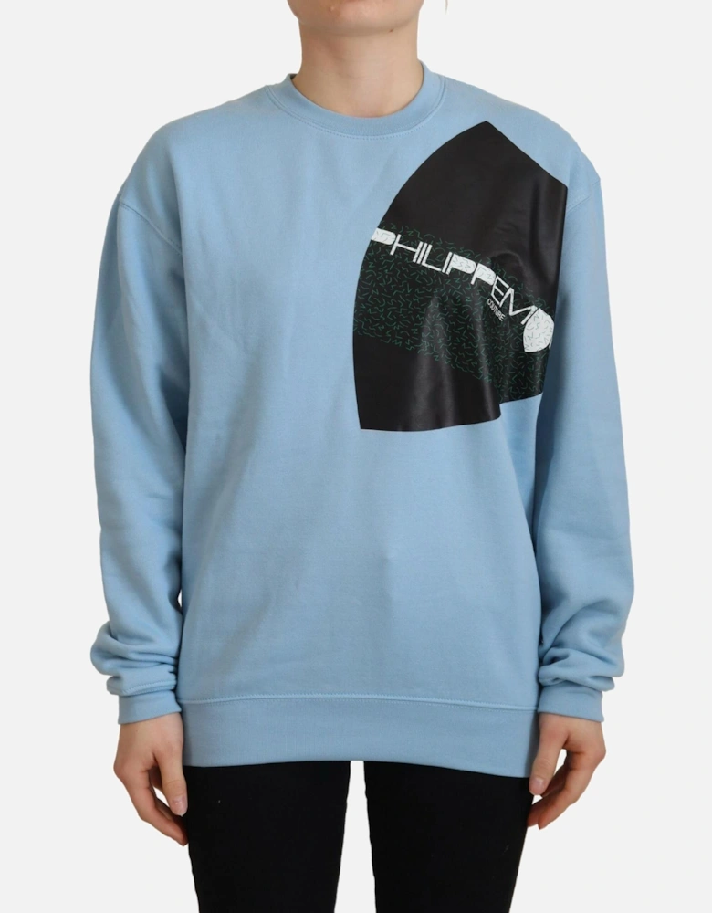 Crew Neck Sweatshirt Graphic Print Women - Light Blue Sweaters